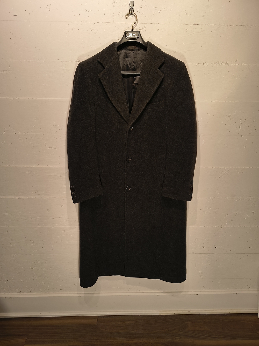 Chaps Ralph Lauren 100% Lambswool Charcoal Overcoat Men's 40R Italian Fabric